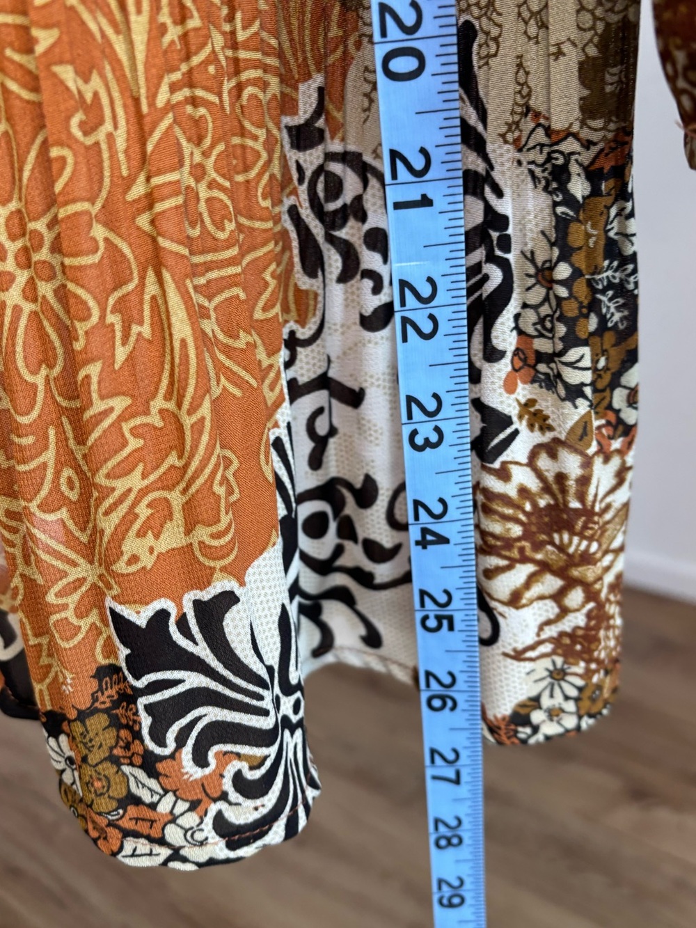 y2k crinkle pleated lightweight top, mixed pattern patchwork style. Size 14/16W - Picture 6 of 10